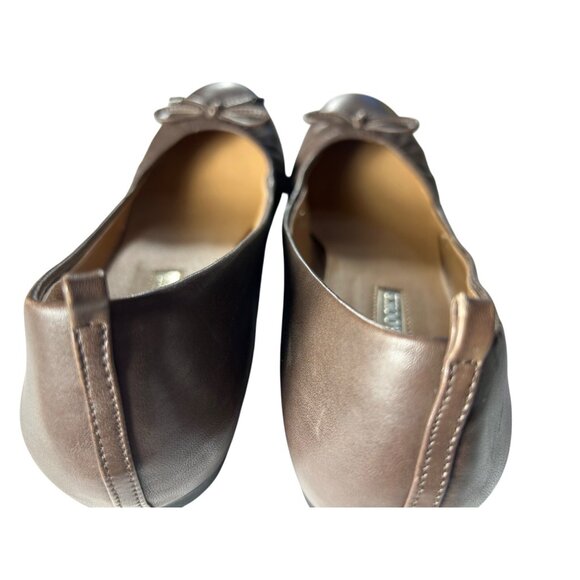 Women~AUDREY BROOKE NEWTON BROWN LEATHER~BOW~Slip on Ballet Flats SHOES Size 8M - Picture 9 of 9